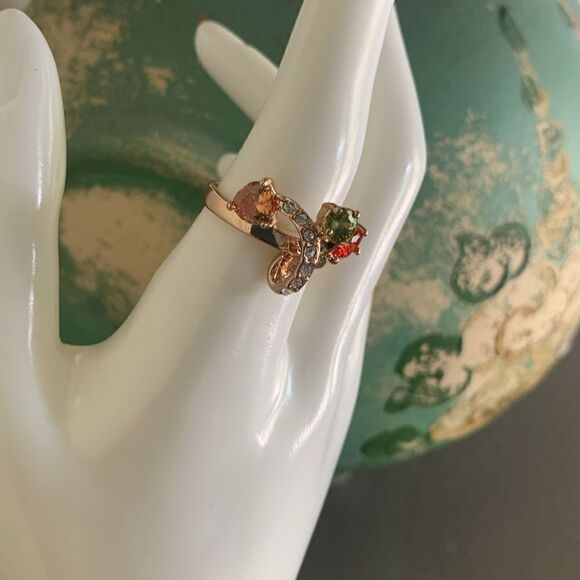 Gorgeous FJ Fallon Multicolor, Multishape CZ ring, in Gold tone, Stamped - Picture 2 of 4